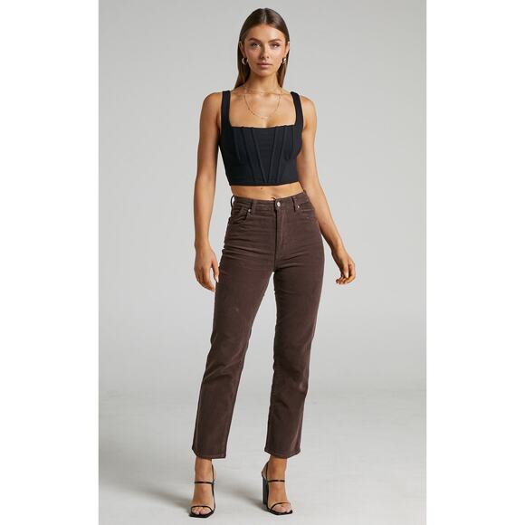 Rolla's Jeans‎ High Rise Straight Leg Corduroy Size 24 Women's Brown - Picture 1 of 9